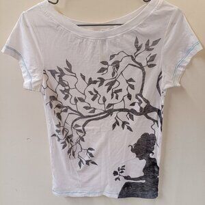 2/$20 Woman Girl Silhouette Tree Branches Boatneck Graphic Tee